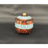 居和堂制-木纹釉螭龙盖罐